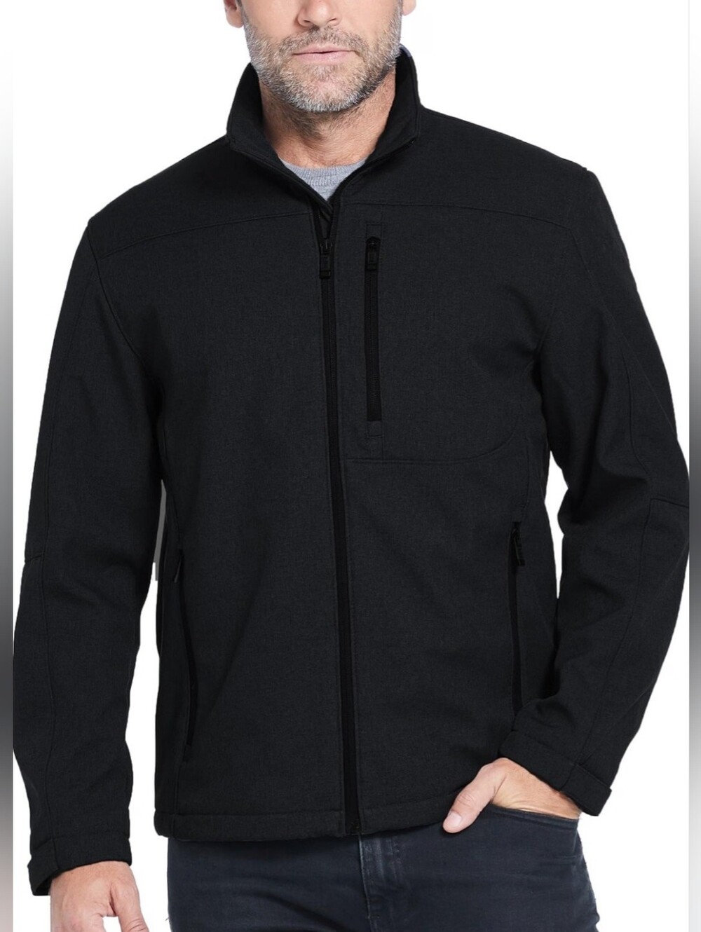 Weatherproof Men's Black Full-Zip Softshell Jacket Size Large Black